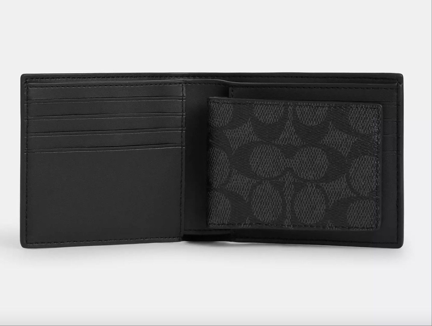 Coach 3 In 1 Wallet In Signature Canvas Charcoal/Black Size ONE SIZE - 7 Thumbnail
