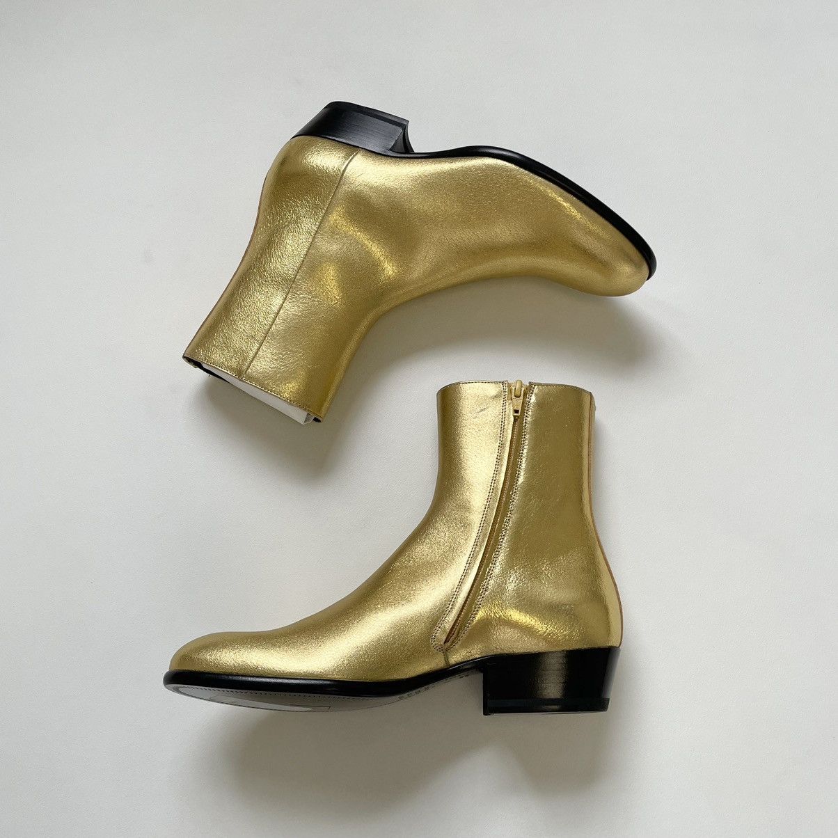 Maison Margiela S/S 17 Cuban Heel 'Gold Leather' Boots Size US 8 / EU 41 - 1 Thumbnail
