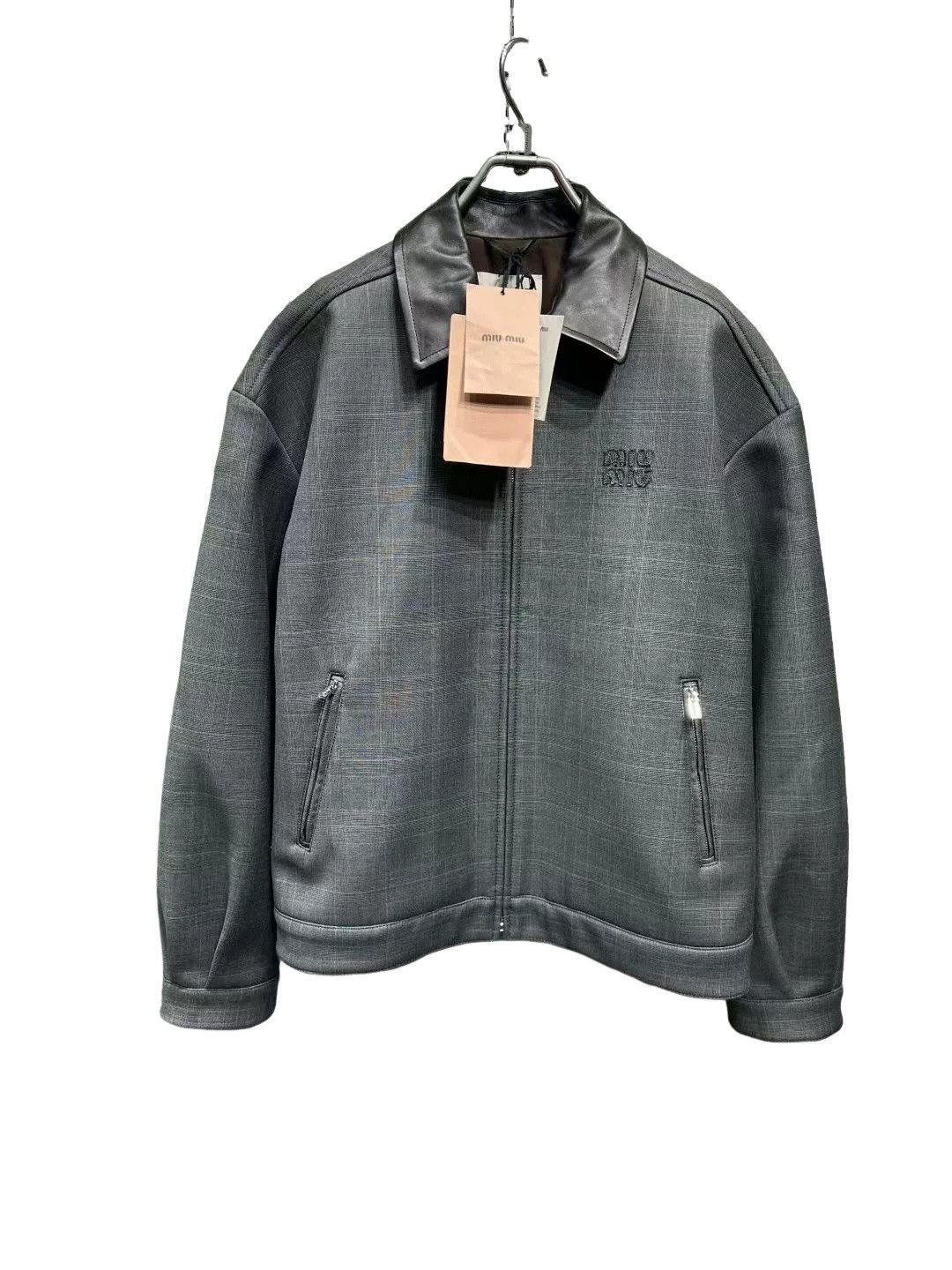 Miu Miu Miu Miu Leather Collar Plaid Zip Jacket Size 36 Size XS / US 0-2 / IT 36-38 - 1 Thumbnail