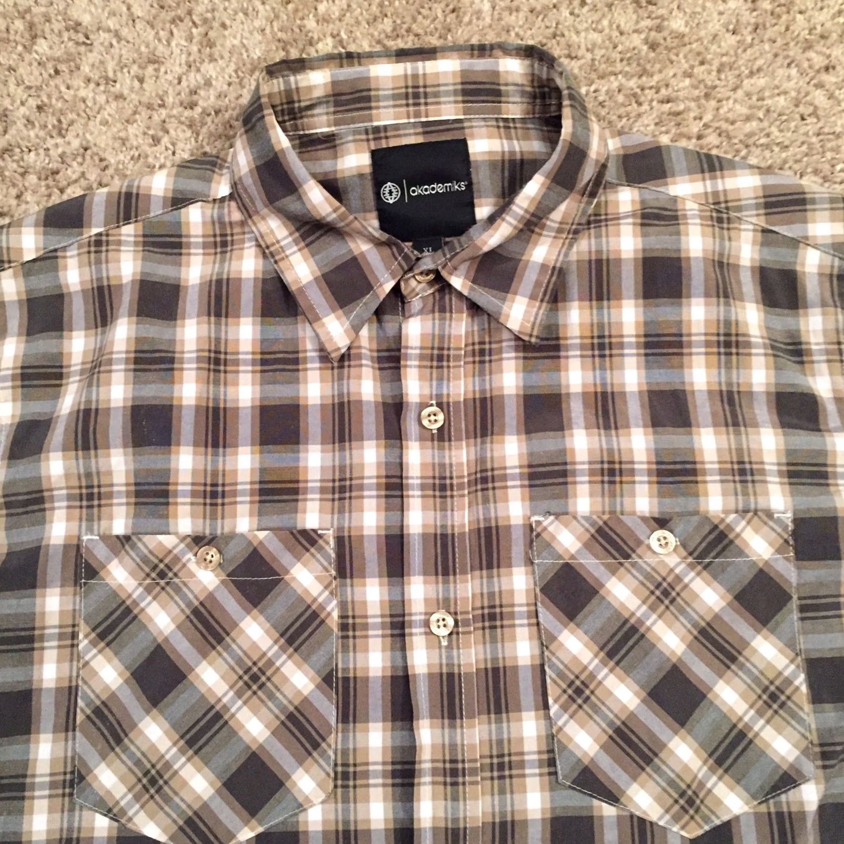 Akademiks Akademiks Shirt Mens XL Gray Plaid Long Sleeve Button-Up Size US XL / EU 56 / 4 - 3 Thumbnail