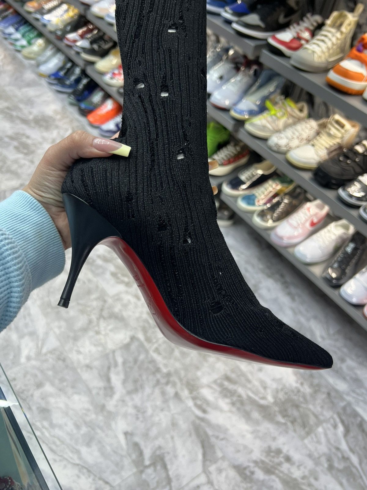 Christian Louboutin Christian Louboutin Tricot Sandrine Sock Knee Boots Size US 7.5 / IT 37.5 - 4 Thumbnail