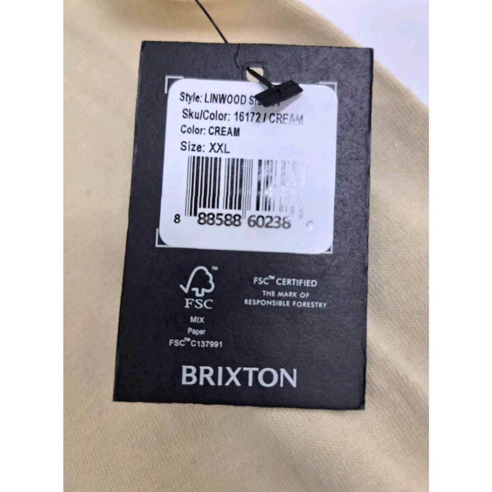 Brixton Brixton Shirt Mens 2XL Cream Short Sleeve Crew Neck Logo Solid Classic Skateboarding Casual Regular Fit Size US XXL / EU 58 / 5 - 4 Thumbnail