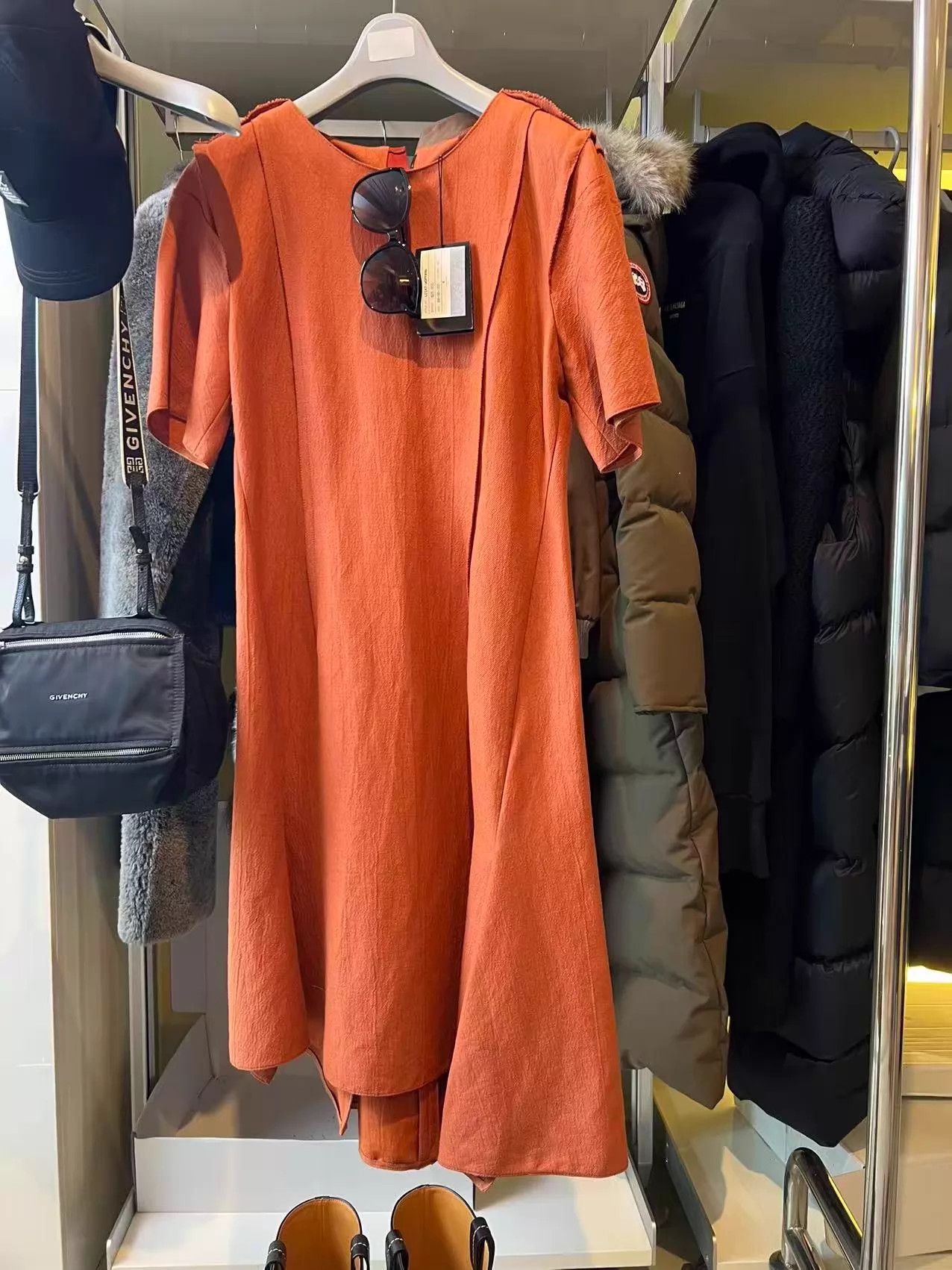 Lanvin LANVIN tangerine cotton-linen blend dress 88 XXL Size XXL / US 16-18 / IT 52-54 - 2 Thumbnail