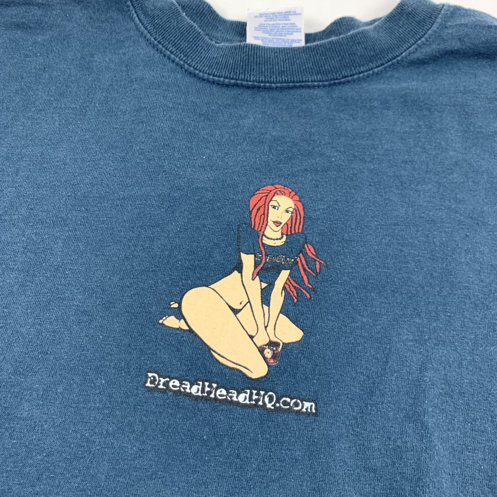 Gildan VINTAGE Dread Head HQ T-Shirt Men S Blue 1990s Hippie Grunge Rasta Gildan Short Sleeve Crew Neck Mens Size US S / EU 44-46 / 1 - 2 Thumbnail