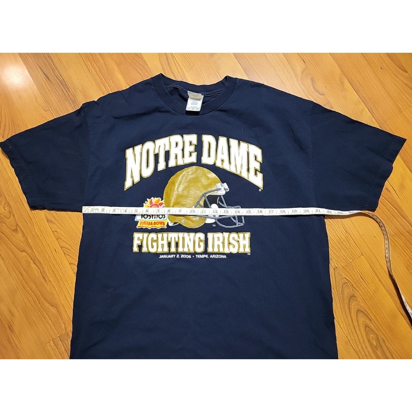 AAA VINTAGE Fighting Irish Notre Dame T-Shirt XL Blue Crew Neck Short Sleeve Men Regular Cotton 2006 Tostitos Fiesta Bowl Football AAA Size US XL / EU 56 / 4 - 6 Thumbnail