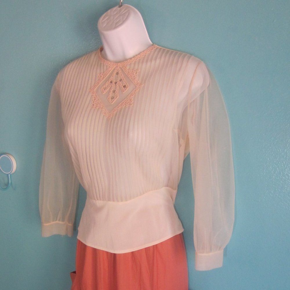 Vintage Lady Gale Sheer Blouse Size S