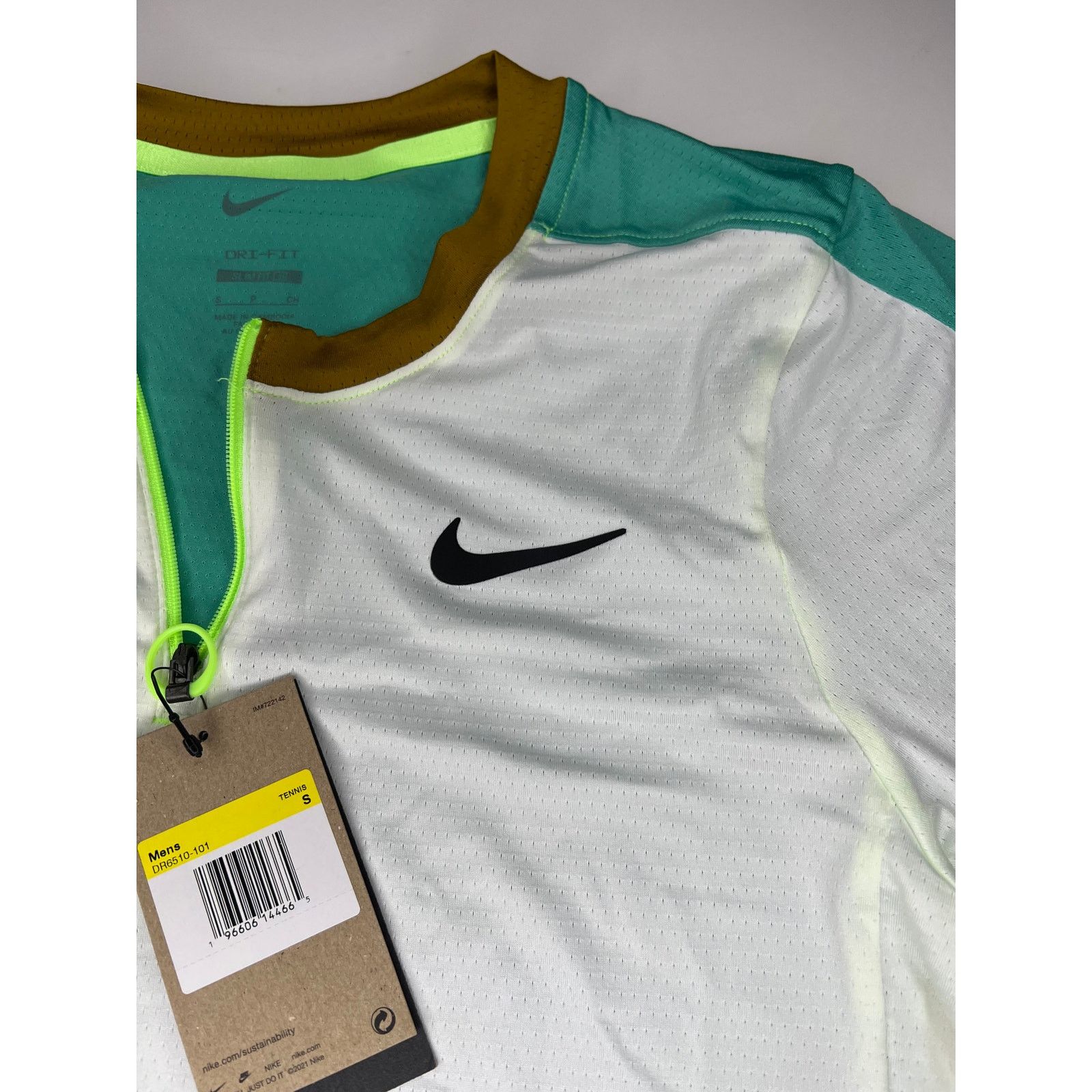 Nike Nike Court Advantage Slim Dri-FIT Tennis Shirt White Teal Size US S / EU 44-46 / 1 - 3 Thumbnail