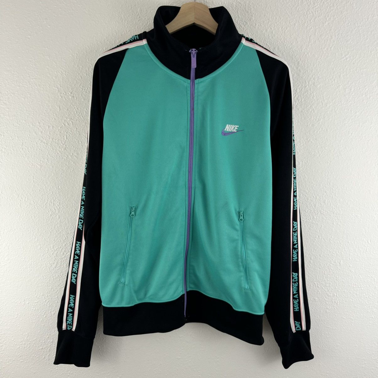 NIKE Mens Teal Blue Green Have a Nike Day Track Jacket