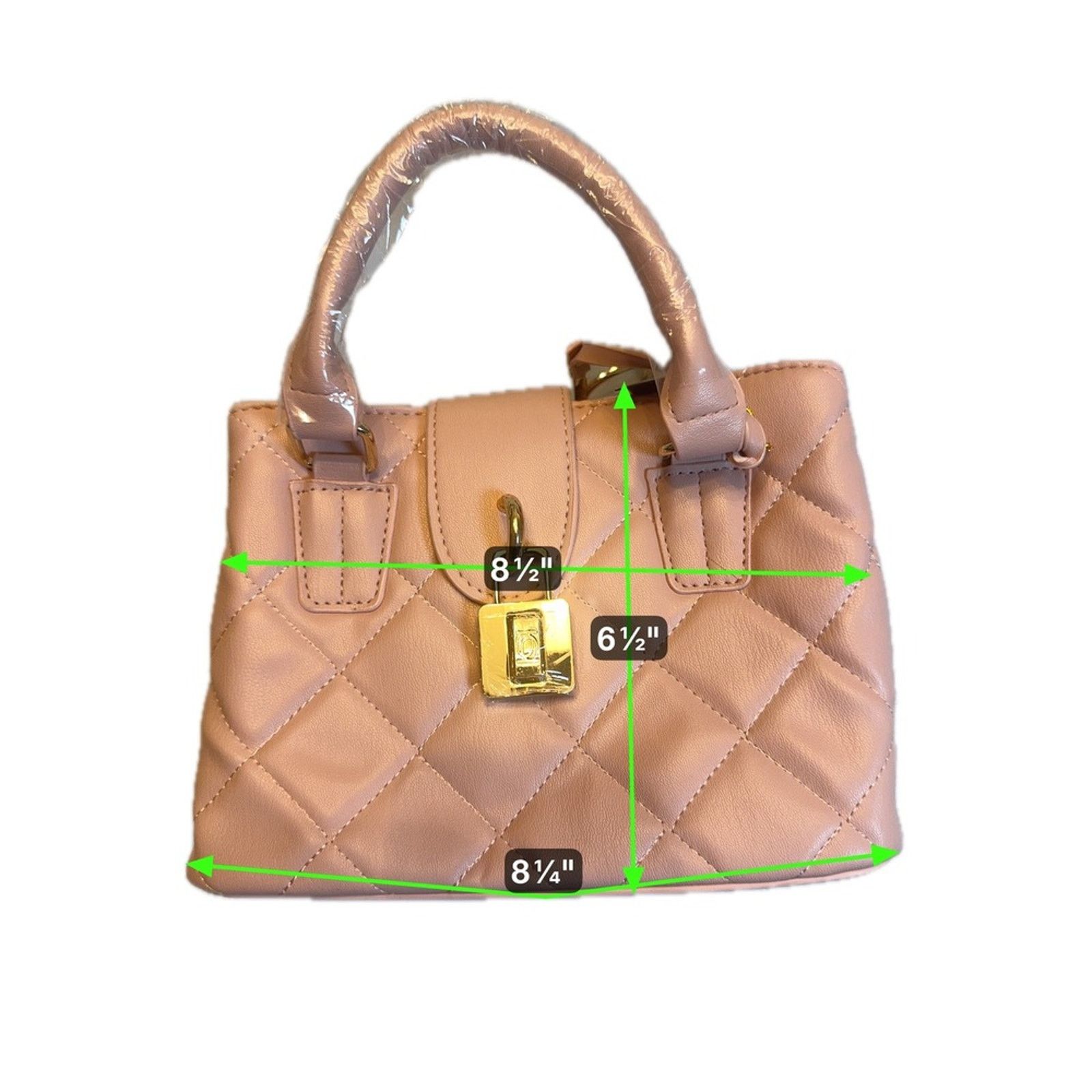 Bebe Bebe Quilted Satchel Top Handle Bag Gold Accents Pink Purse Size ONE SIZE - 3 Thumbnail