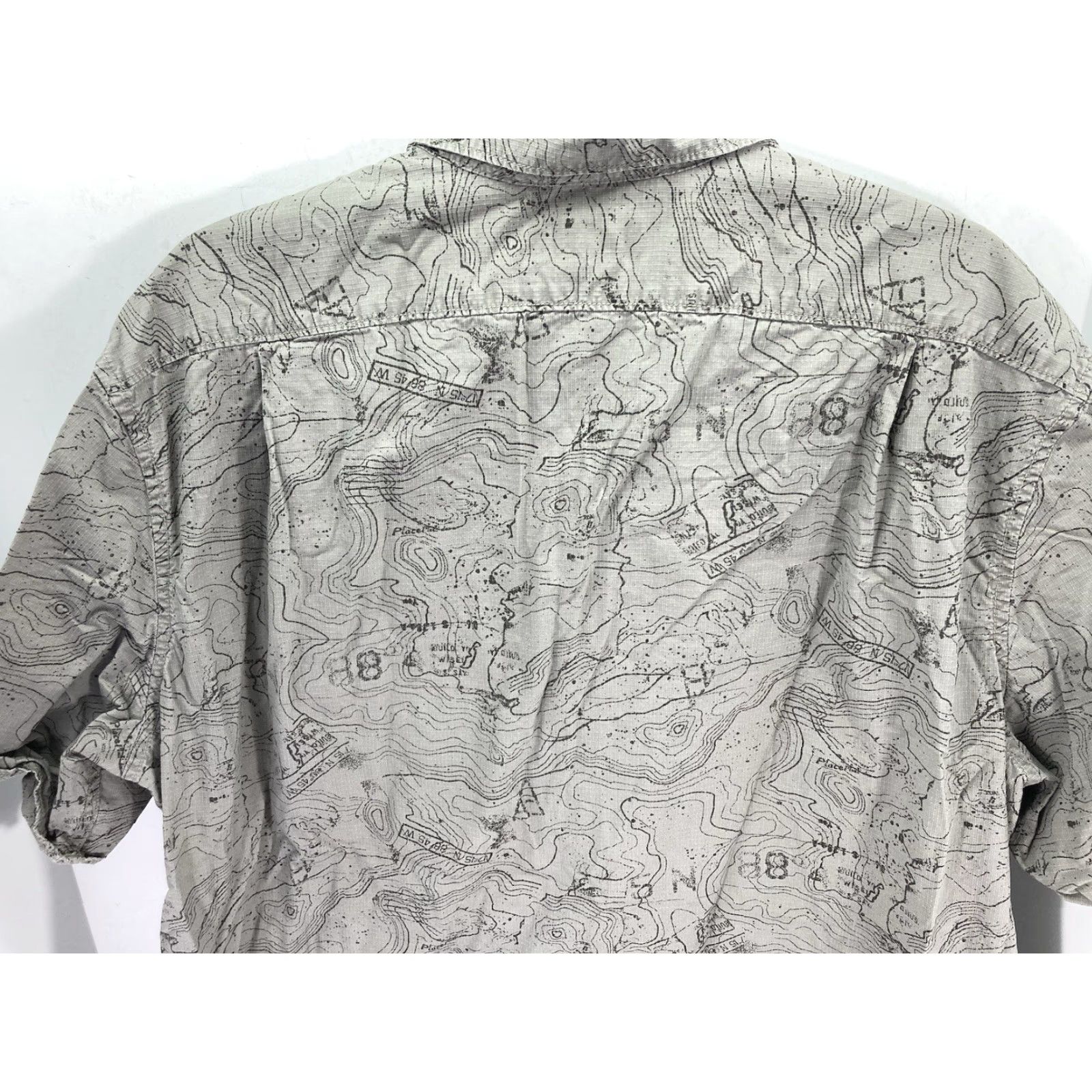 Eddie Bauer Eddie Bauer Camp Shirt Men XL Gray Rip Stop Canvas AOP Terrain Map Short Sleeve Button-Up Neck Collared Shirt Size US XL / EU 56 / 4 - 7 Thumbnail