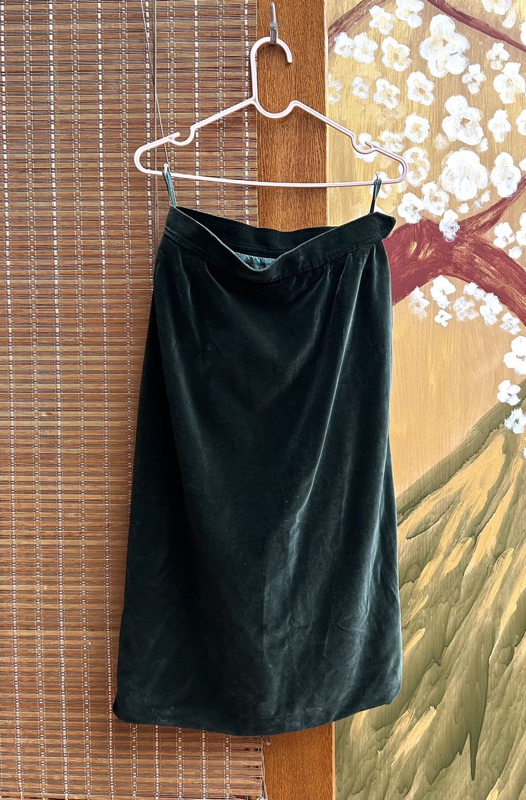 Saint Laurent Paris × Vintage × Yves Saint Laurent 70’s Saint Laurent Rive Gauche Green Velvet Skirt Size 27" / US 4 / IT 40 - 1 Thumbnail