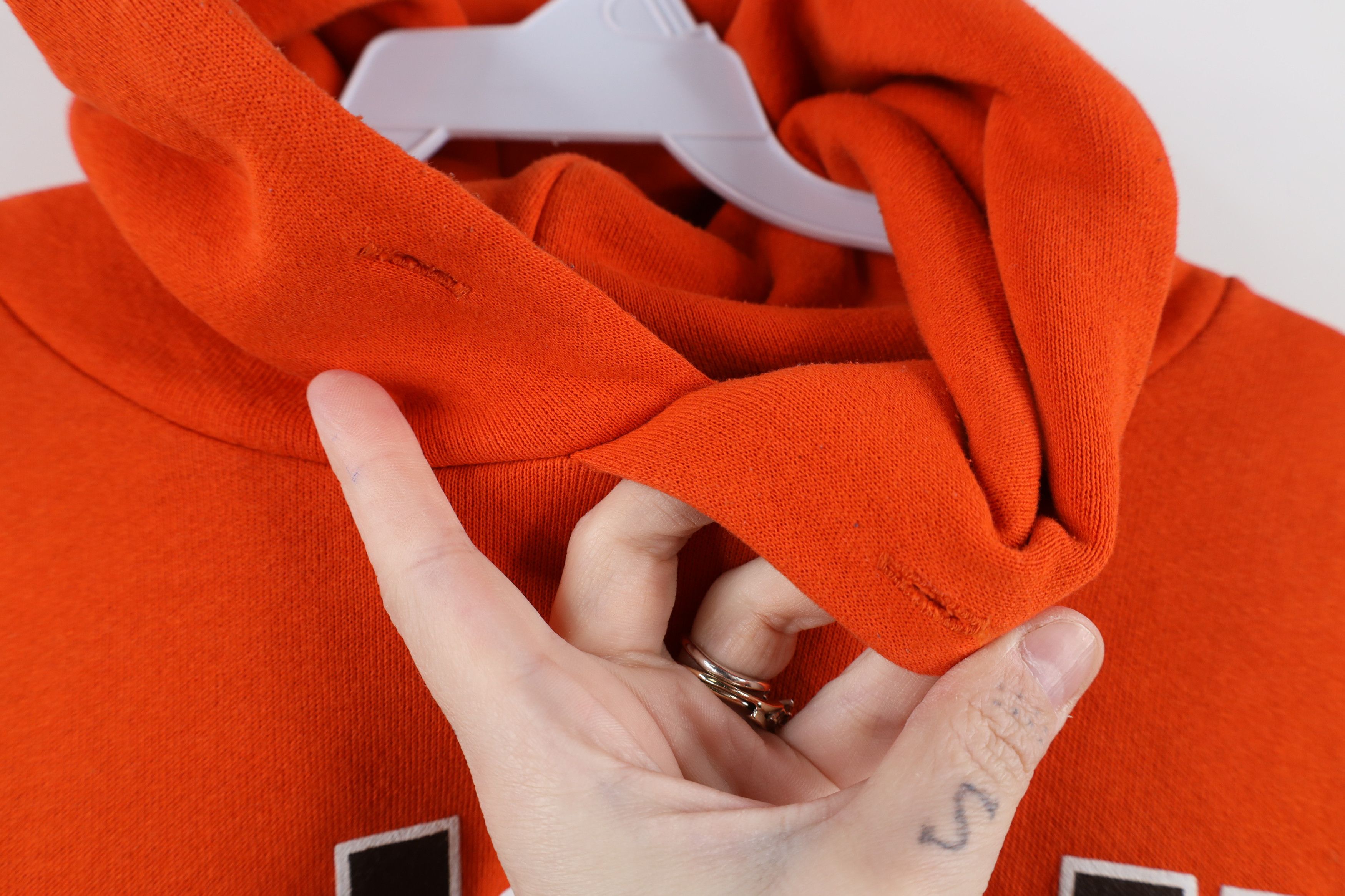 Russell Athletic × Vintage Vintage 90s Russell Athletic Riddell Football Hoodie Orange Size US M / EU 48-50 / 2 - 9 Thumbnail