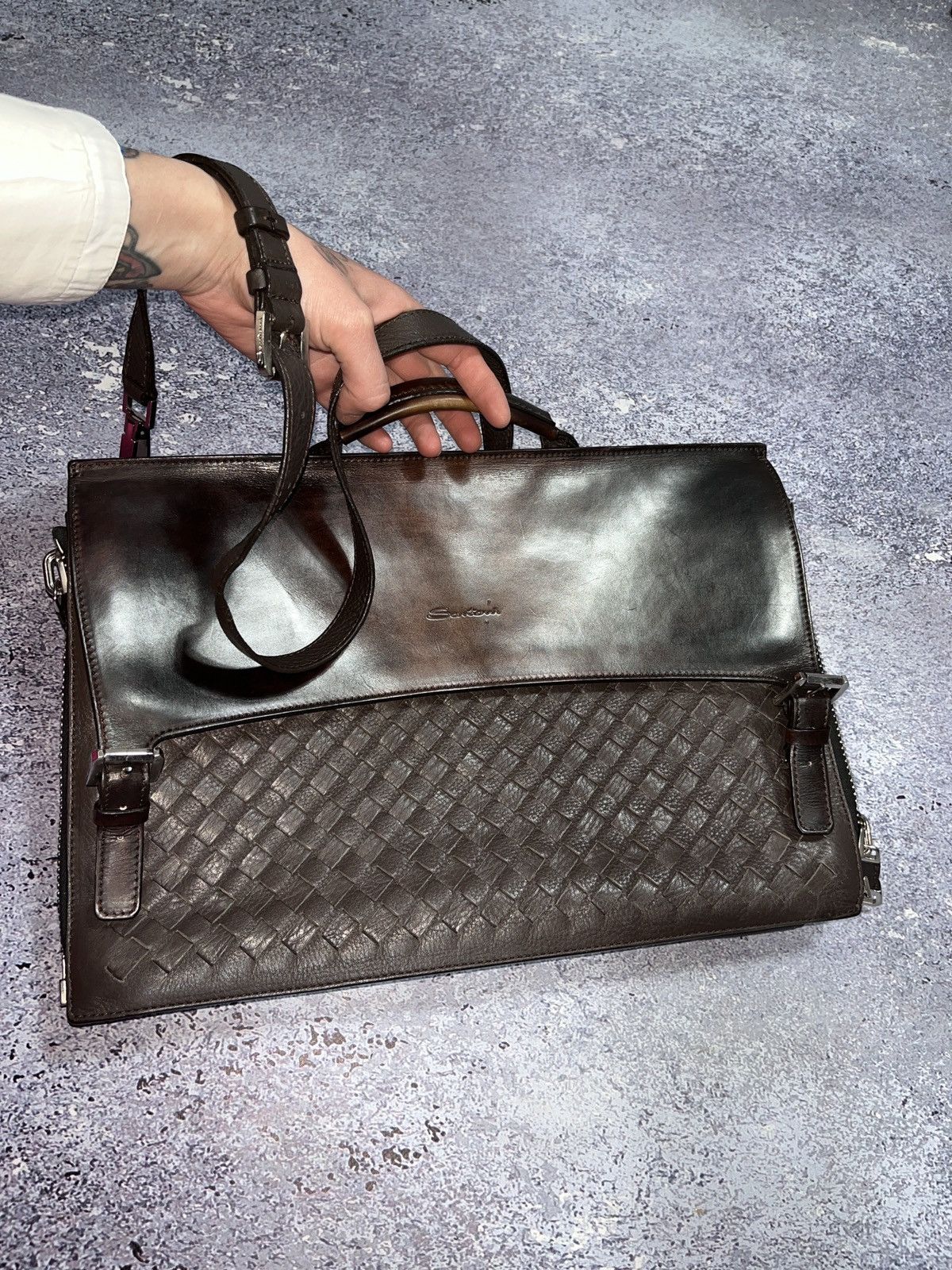 Santoni SANTONI Leather shoulder bag classic Bottega Veneta Style Size ONE SIZE - 3 Thumbnail