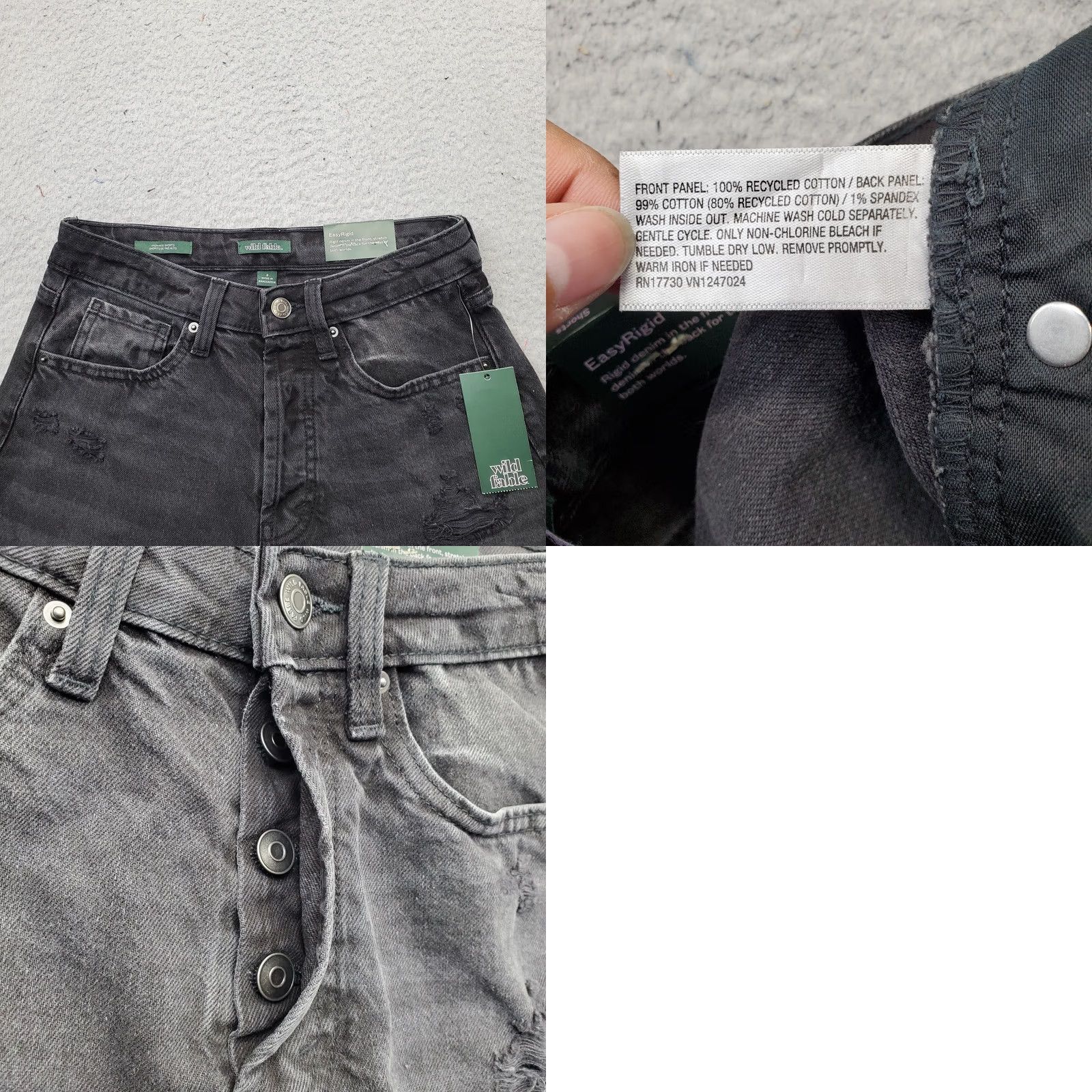 Vintage Wild Fable Womens 2 Black Denim Stretch High Rise Distressed Short(s) Casual Shirt? Size 26" / US 2 / IT 38 - 8 Thumbnail