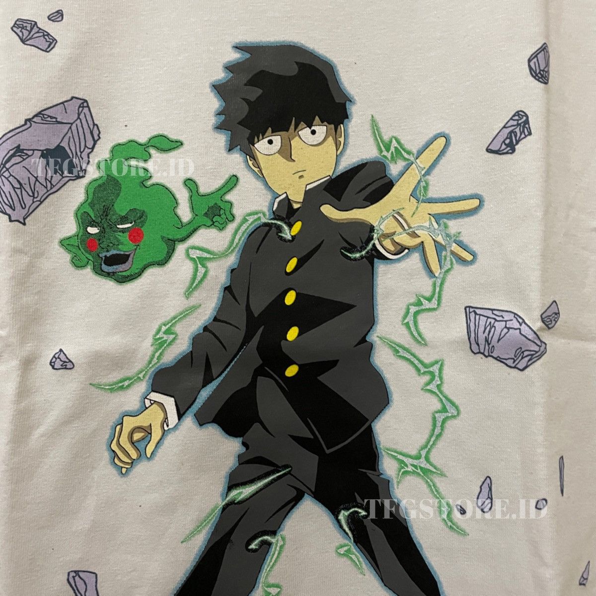 image of Anima x Tee Shirt Mob Psycho 100 Comic Anime Manga Tee Bootleg T Shirt L in White (Size Large)