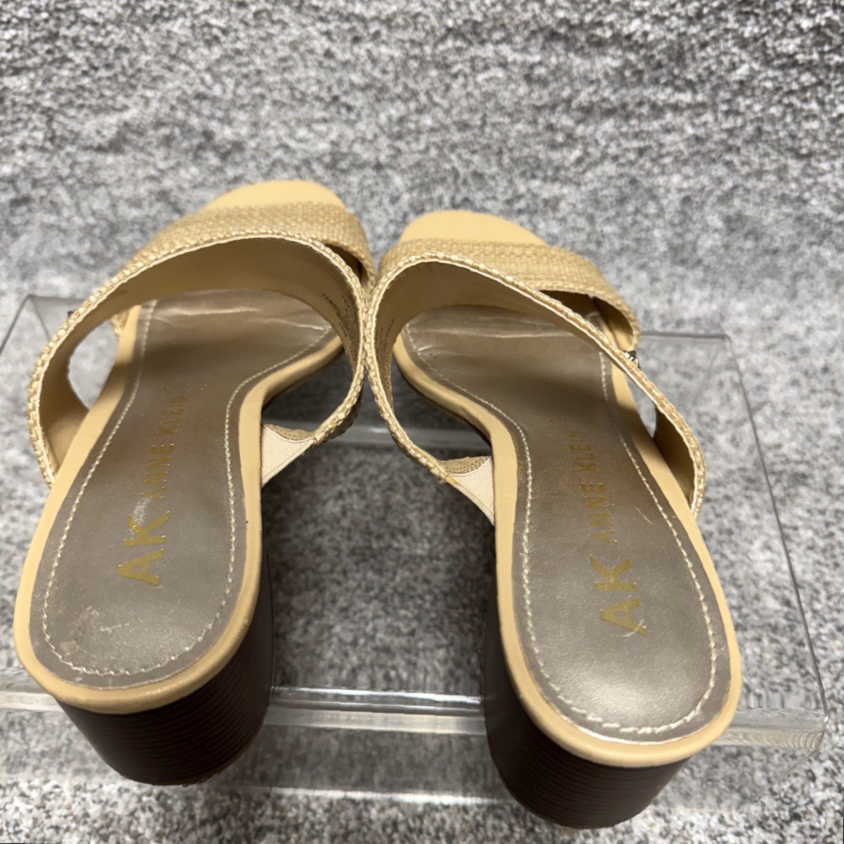 Anne Klein Anne Klein Sandals Women 7.5M Slip-On Open Toe Block Heel Retro Brown Textured Comfort Classic Office Size US 8 / IT 38 - 6 Thumbnail