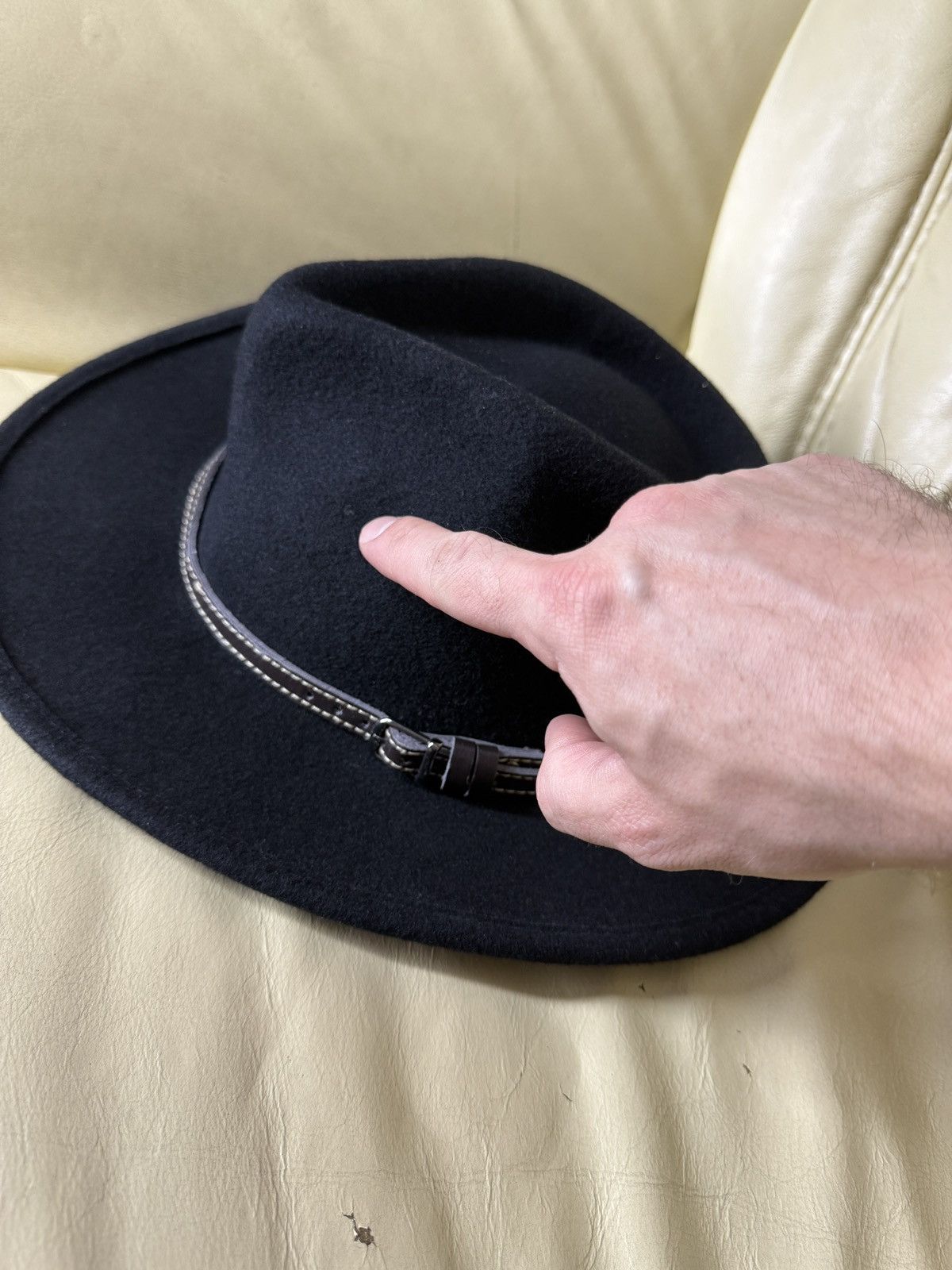 Vintage Vintage Y2K Atrium Black Wool Hat Waterproof leather strap Size ONE SIZE - 19 Thumbnail