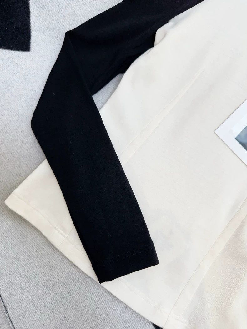 Chanel Beige Black Embellished Long Sleeve Top