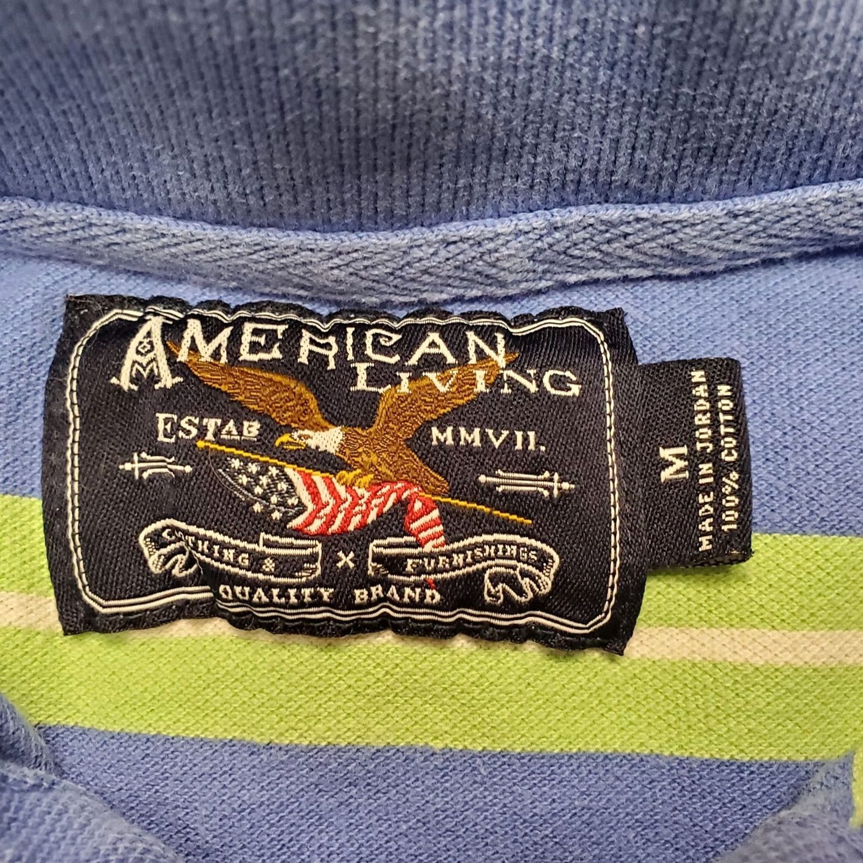 Vintage VINTAGE American Living Polo Shirt Men M Blue Green Stripe 100% Cotton Short Sleeve Embroidered Logo Navy/Blue Size US M / EU 48-50 / 2 - 5 Thumbnail