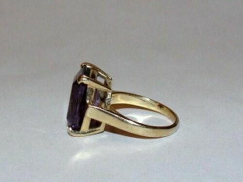 Designer 14 kt Gold Amethyst CZ Emerald Cut Cocktail Ring Size ONE SIZE - 3 Thumbnail