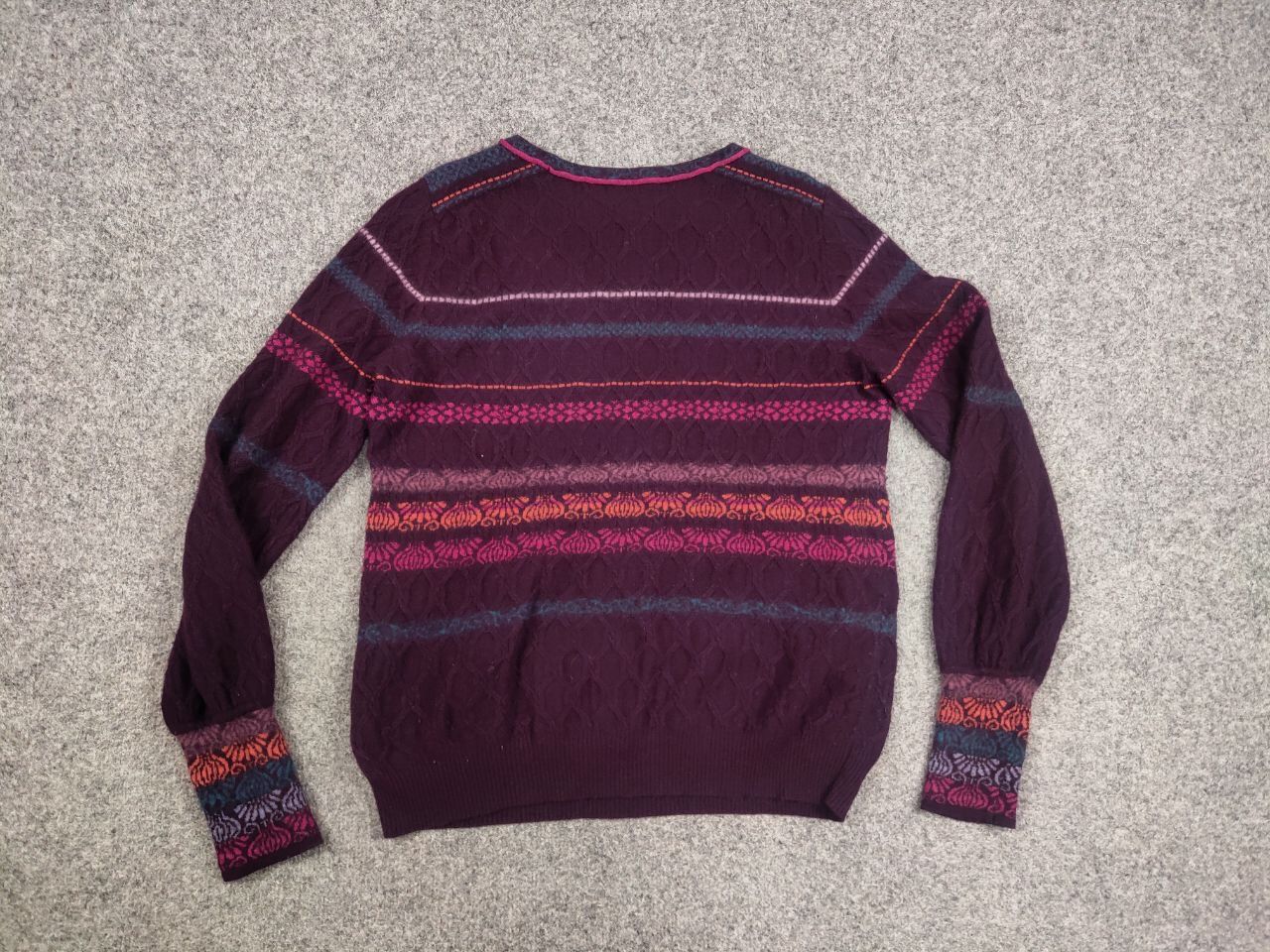 Japanese Brand Ivko Structure pullover pattern Wool blackberry Sweater Size L / US 10 / IT 46 - 14 Thumbnail