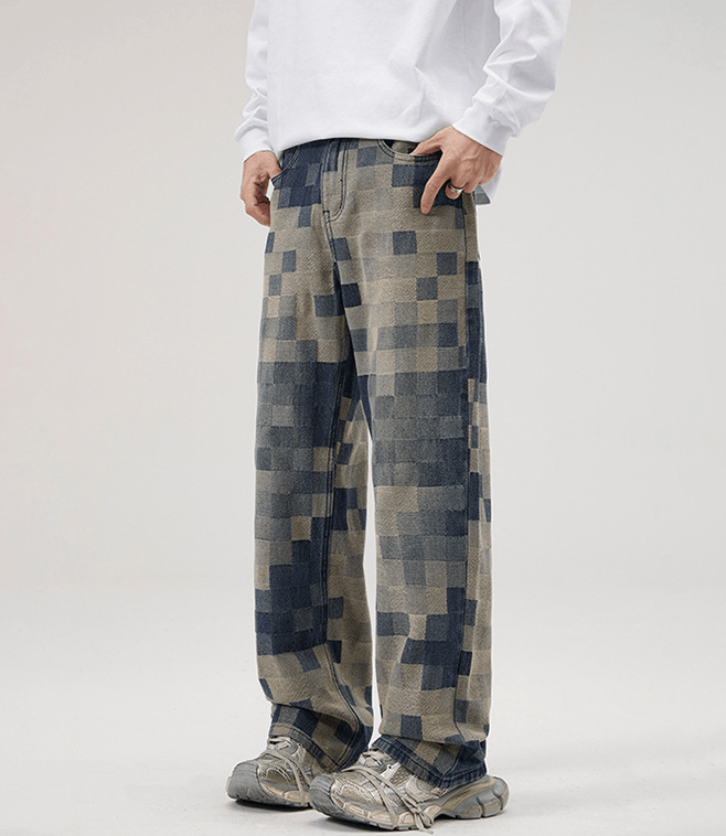 Japanese Brand × Jean American baggy mosaic men's straight loose versatile jeans Size US 32 / EU 48 - 1 Thumbnail