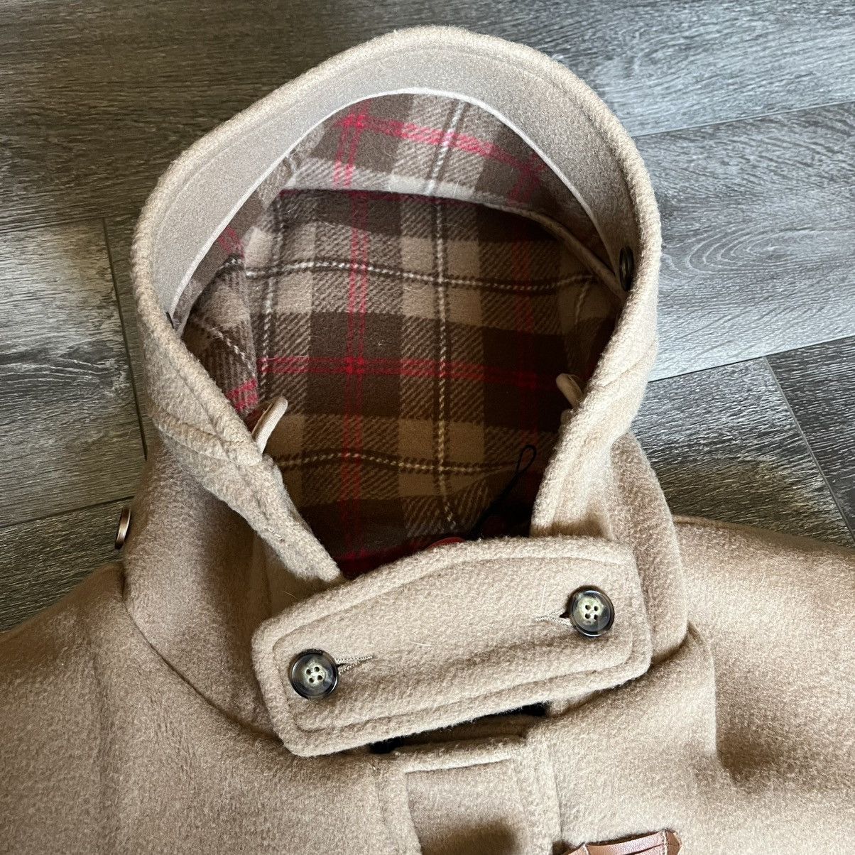 Designer × Gloverall × Vintage Vintage Gloverall The Original Duffle Coat Camel Check Beige Size XL / US 12-14 / IT 48-50 - 5 Thumbnail
