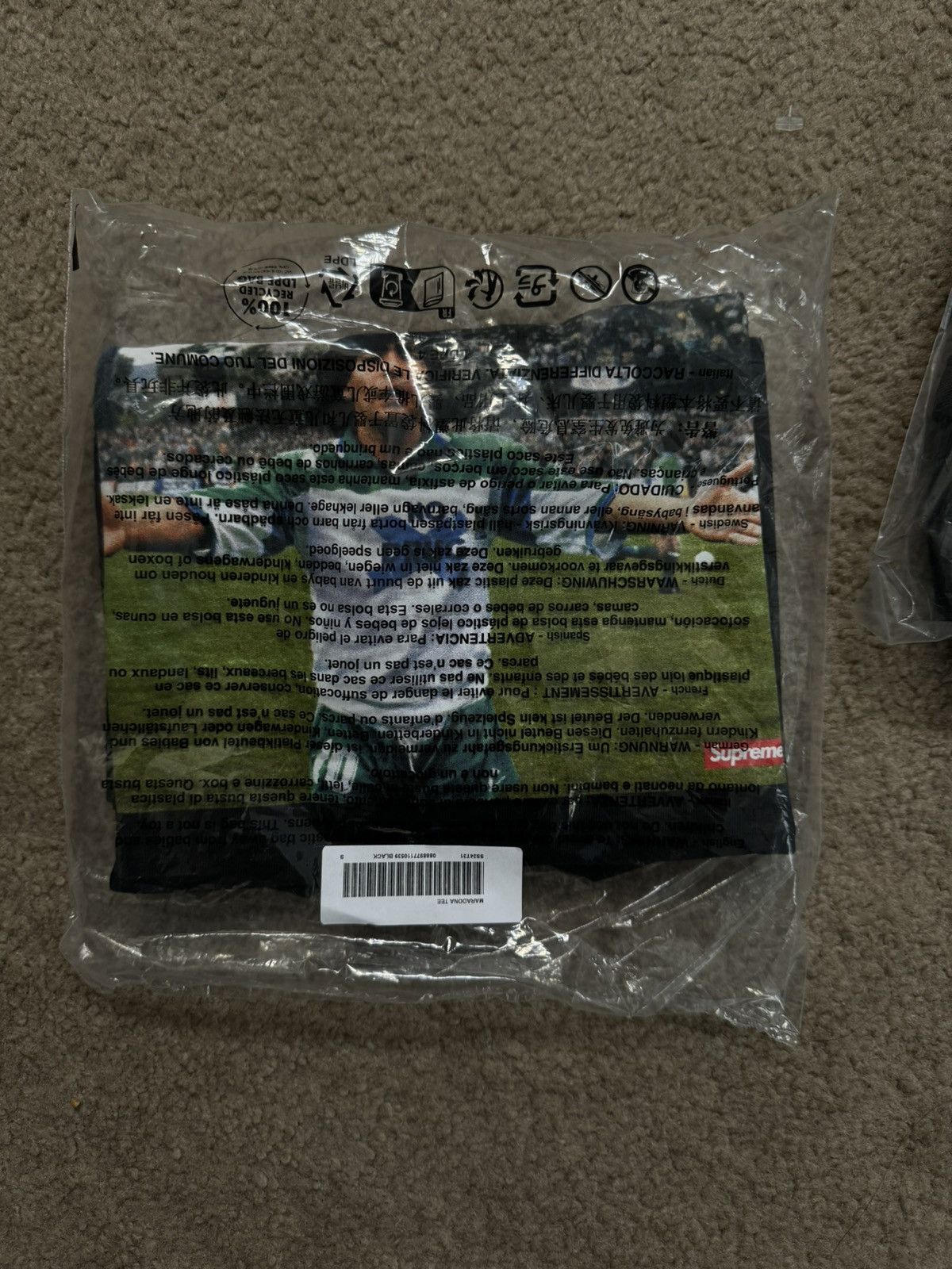 Image of Supreme Maradona Tee Size Small in Black, Men's