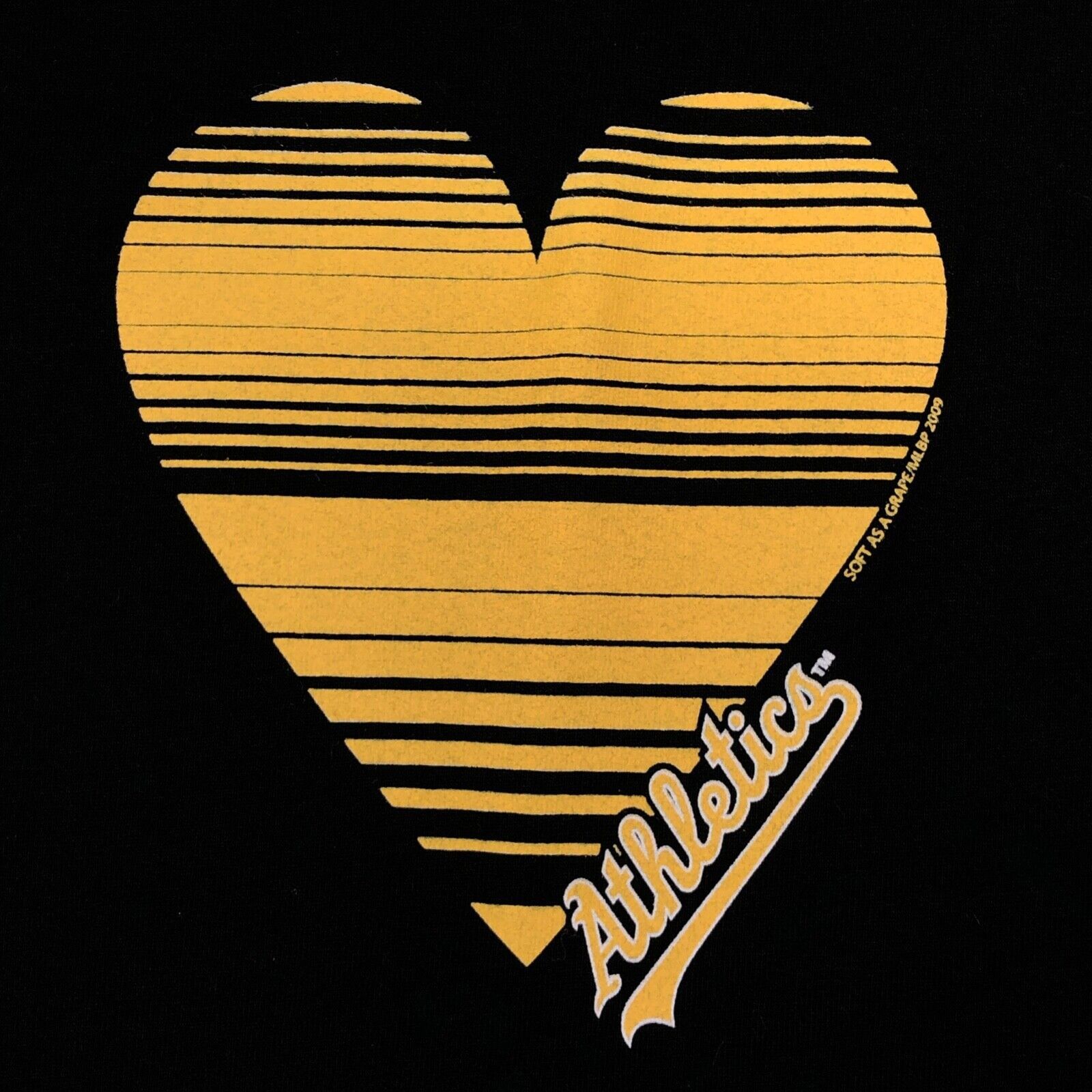 MLB Brand New 2009 Womens Striped Heart Oakland A's Black Tee XL Size XL / US 12-14 / IT 48-50 - 2 Thumbnail