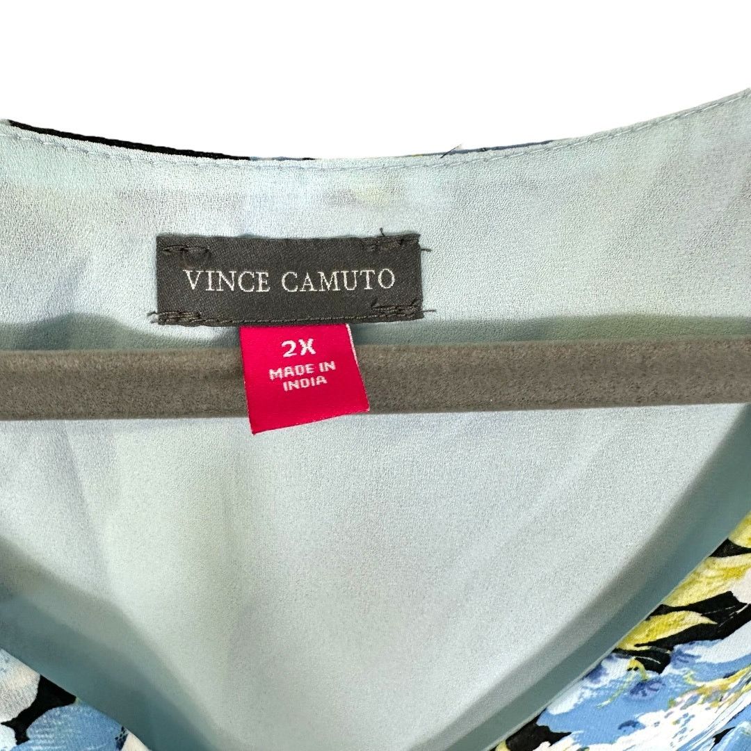 Vince Camuto Vince Camuto Blue Multicolor Floral Design Top Size 2X Size XXL / US 16-18 / IT 52-54 - 3 Thumbnail