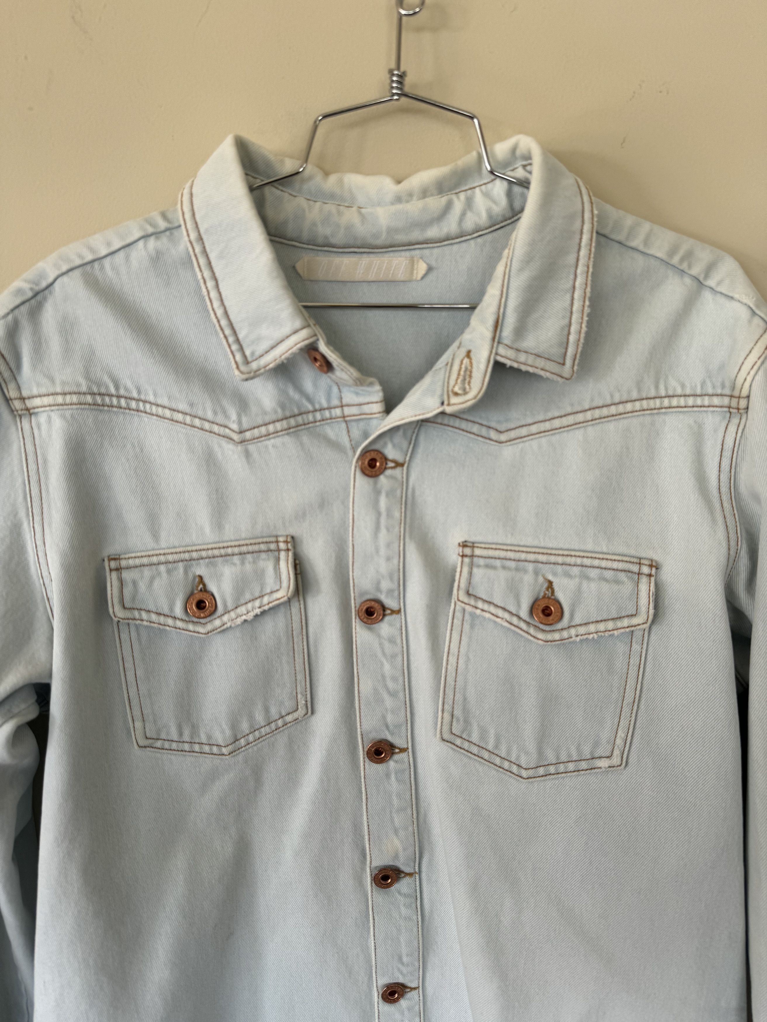 Off-White Off White Embroidered Eagle Light Denim Jacket Size US L / EU 52-54 / 3 - 3 Thumbnail