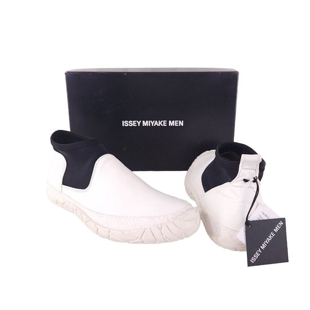 Issey Miyake Issey Miyake Men White Vulcanized Mid-Top Sneakers 42 9 New Size US 9 / EU 42 - 2 Thumbnail