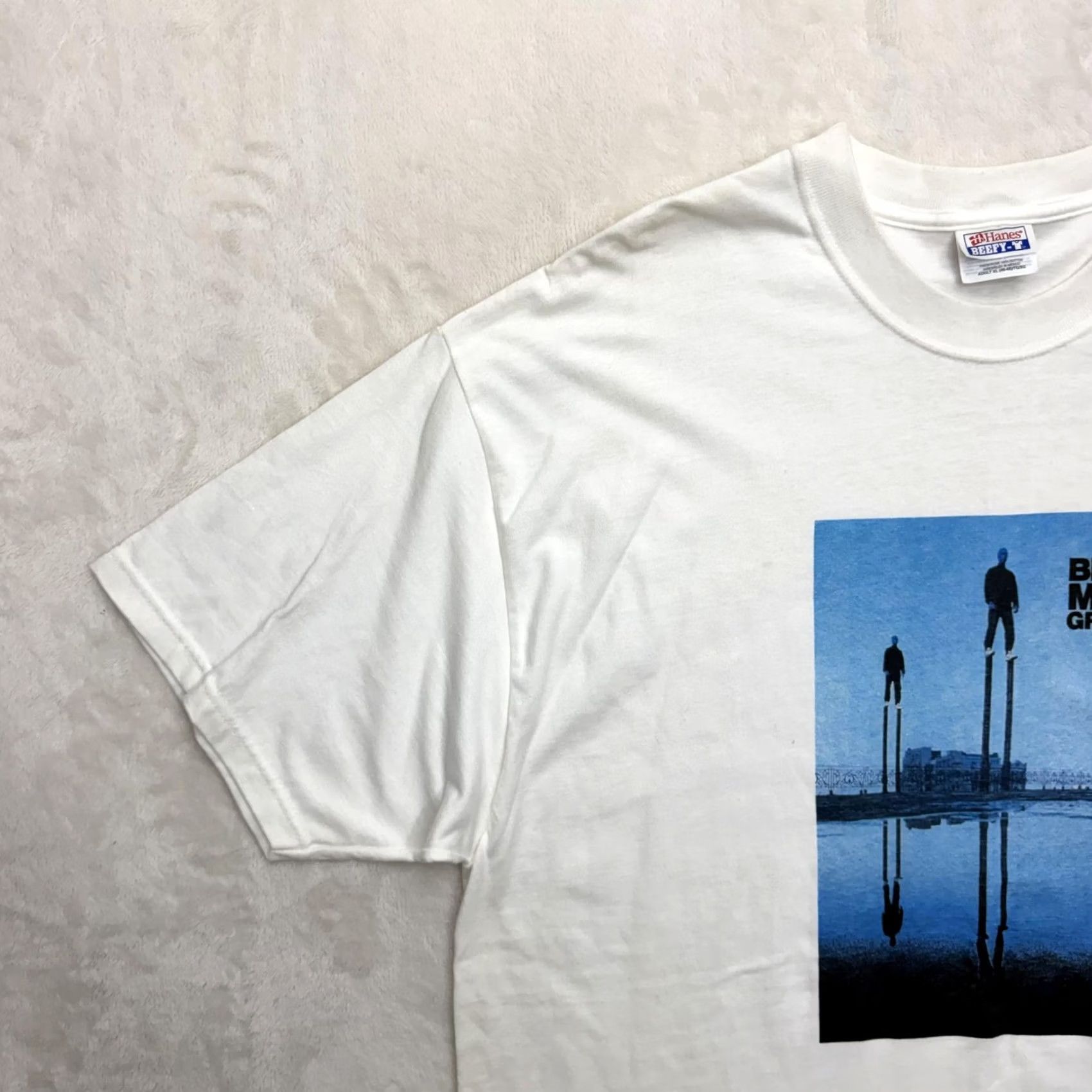 Hanes VINTAGE Blue Man Group Shirt Mens XL White Hanes Beefy-T Graphic Stilts Artwork Size US XL / EU 56 / 4 - 7 Thumbnail