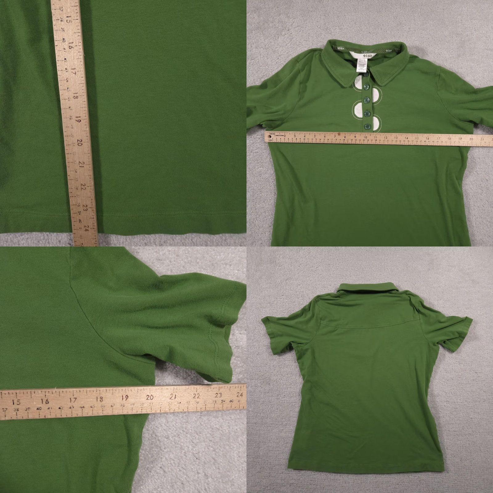 Vintage Lija Polo Shirt Womens Large Green Button Up Collar Golf Athletic Performance Shirt Size L / US 10 / IT 46 - 8 Thumbnail