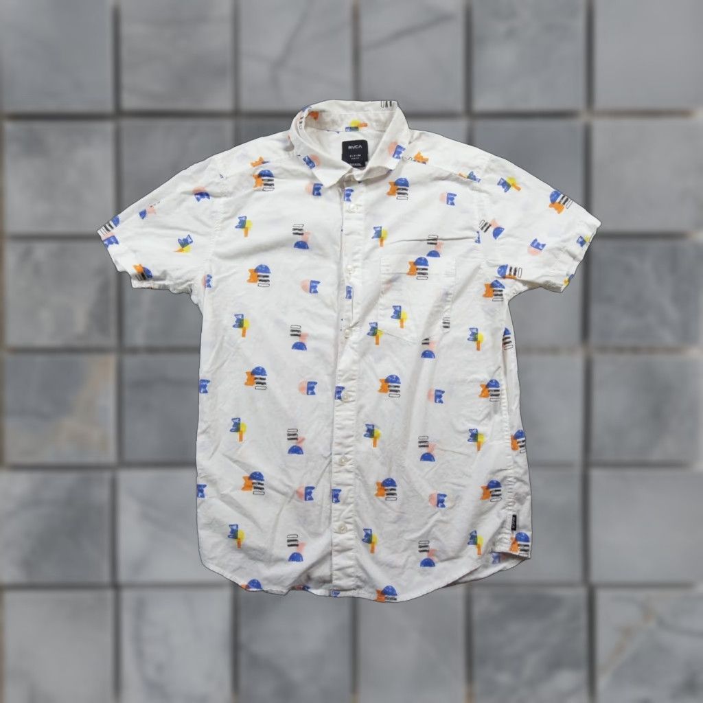 RVCA RVCA Shirt Mens Small White Button Down Short Sleeve Slim Fit Collared Surf Size US S / EU 44-46 / 1 - 1 Thumbnail