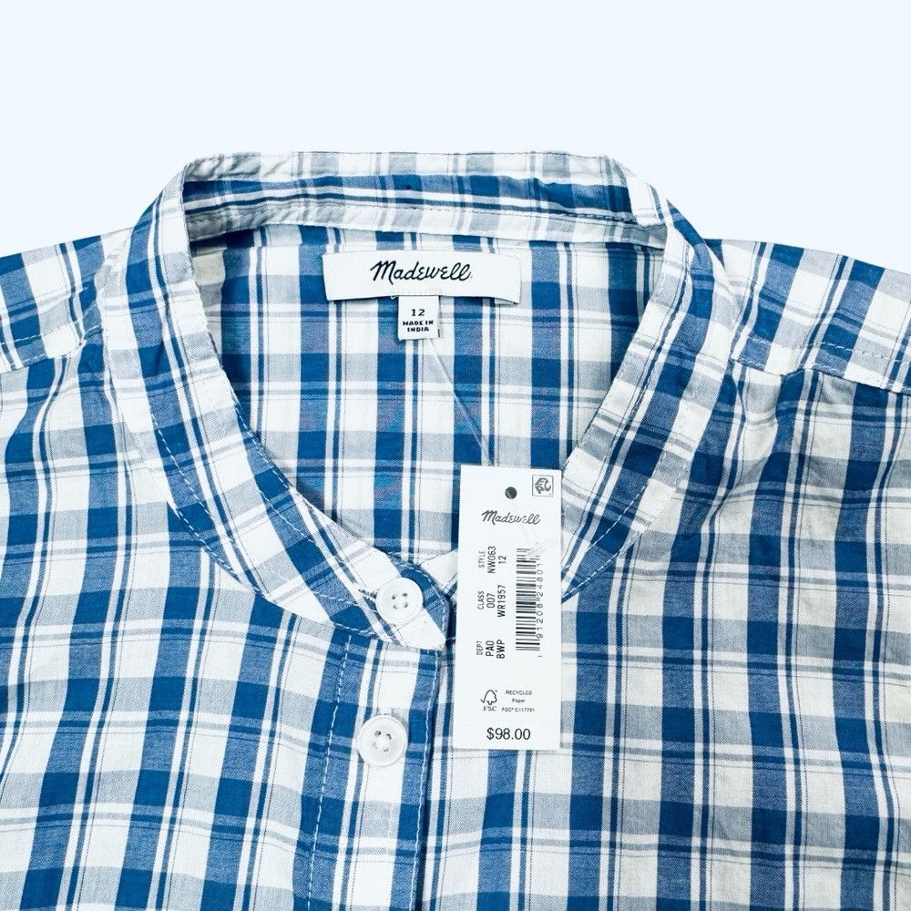Madewell NWT New $98 Madewell Puff-Sleeve Band-Collar Cotton Blue Pl Size XL / US 12-14 / IT 48-50 - 9 Thumbnail