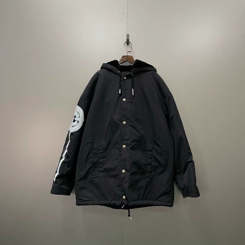 Givenchy Givenchy Black Graffiti Hooded Puffer Jacket 2506-Nextarro Size US M / EU 48-50 / 2 - 1 Thumbnail