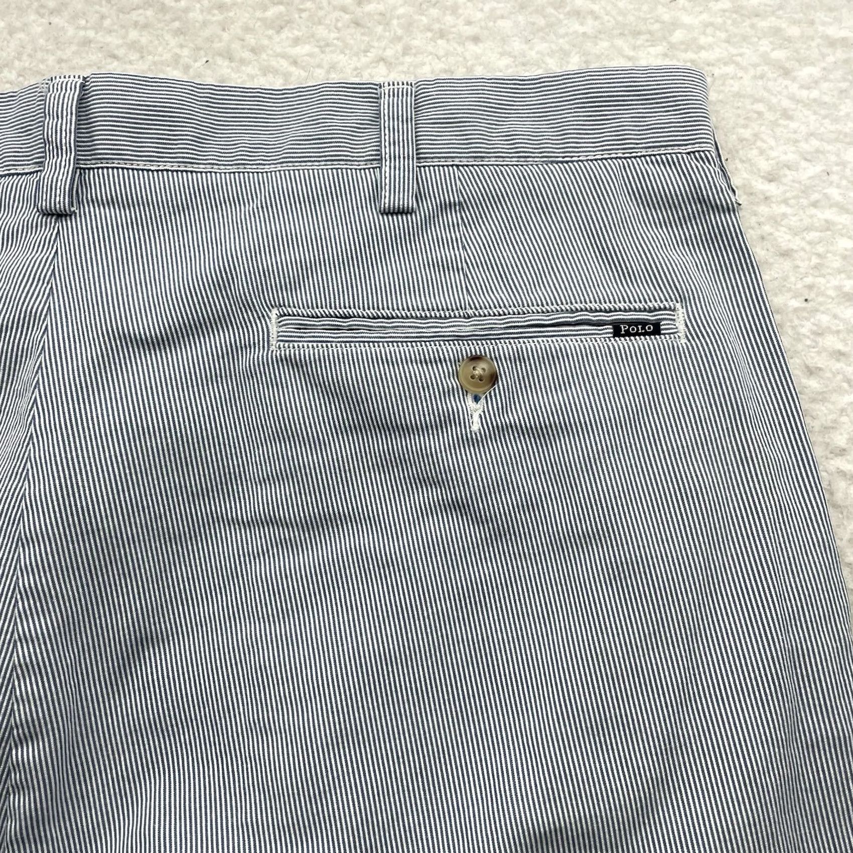 Polo Ralph Lauren Polo Ralph Lauren Mens Pants 37x33 Blue White Striped Chino Textured Size US M / EU 48-50 / 2 - 7 Thumbnail