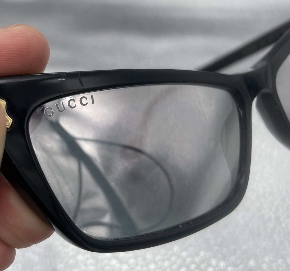 Gucci Gucci Men's Black Acetate Rectangle Sunglasses Size ONE SIZE - 3 Thumbnail