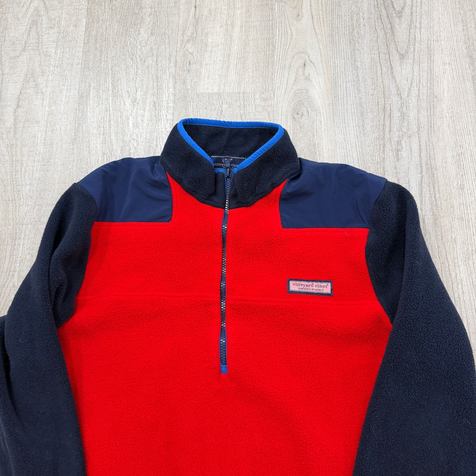Vineyard Vines Vineyard Vines 1/4 Zip Fleece Men's Medium Red Colorblock Size US M / EU 48-50 / 2 - 2 Thumbnail