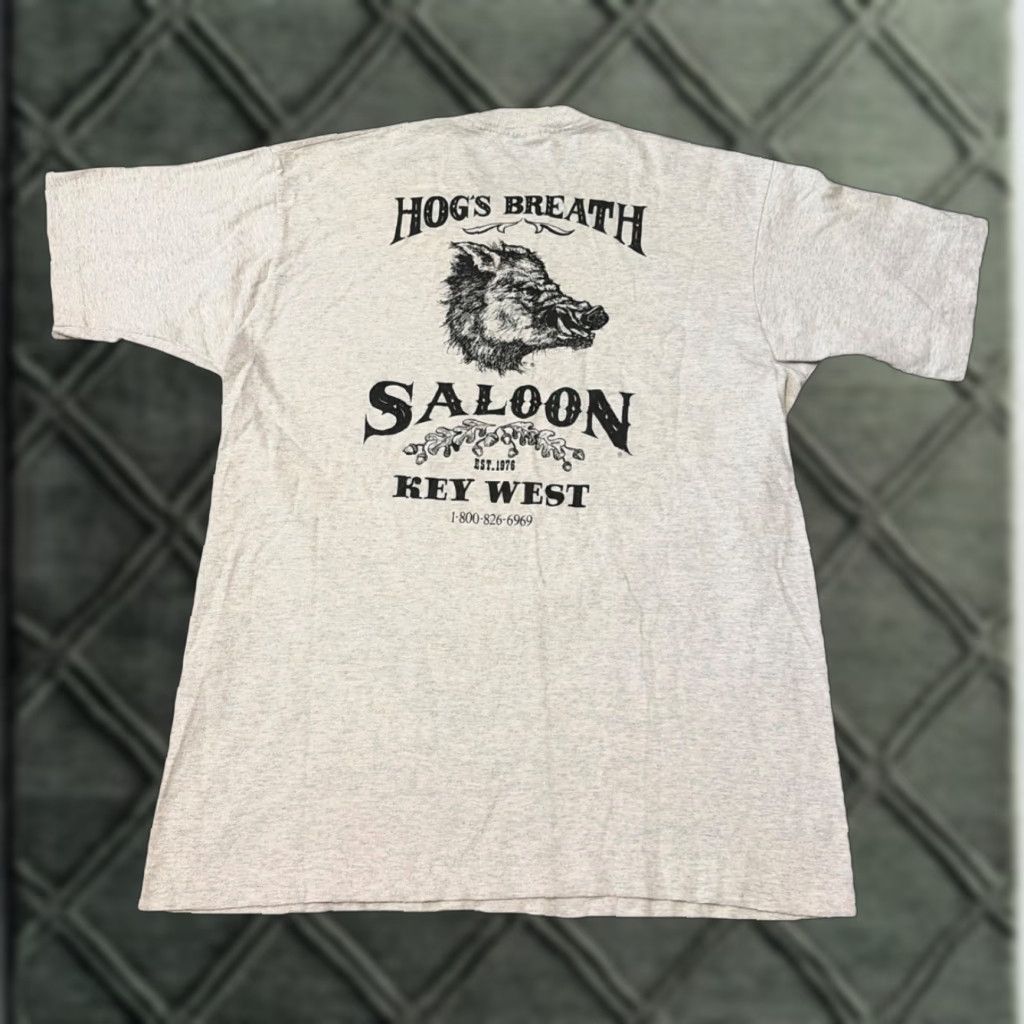 Fruit Of The Loom VINTAGE Hogs Breath Bar Restaurant Promo Key West Florida Grey T-Shirt Large Mens 90s Fruit of the Loom Shirt Regular Size US L / EU 52-54 / 3 - 1 Thumbnail