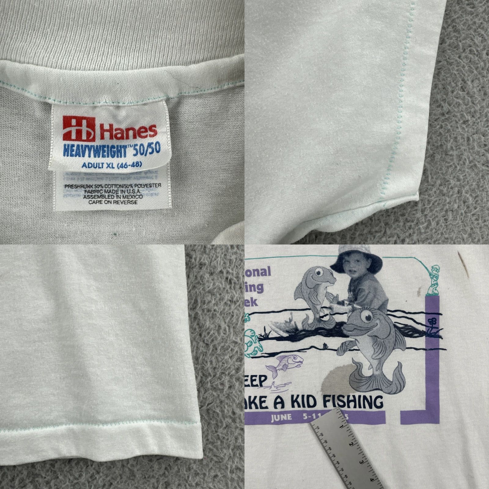 Hanes VINTAGE Hanes Shirt 90s Mens XL White Short Sleeve Crew Neck 50/50 Heavyweight T-Shirt Size US XL / EU 56 / 4 - 8 Thumbnail