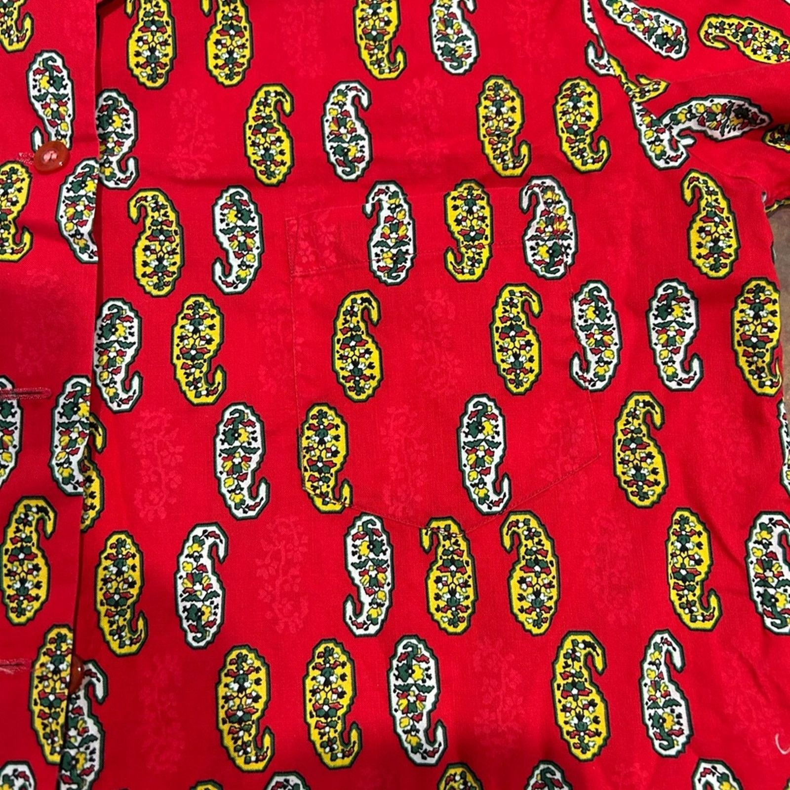 & Other Stories Tomato Red vintage 60’s cotton paisley women’s shirt small Size S / US 4 / IT 40 - 4 Thumbnail