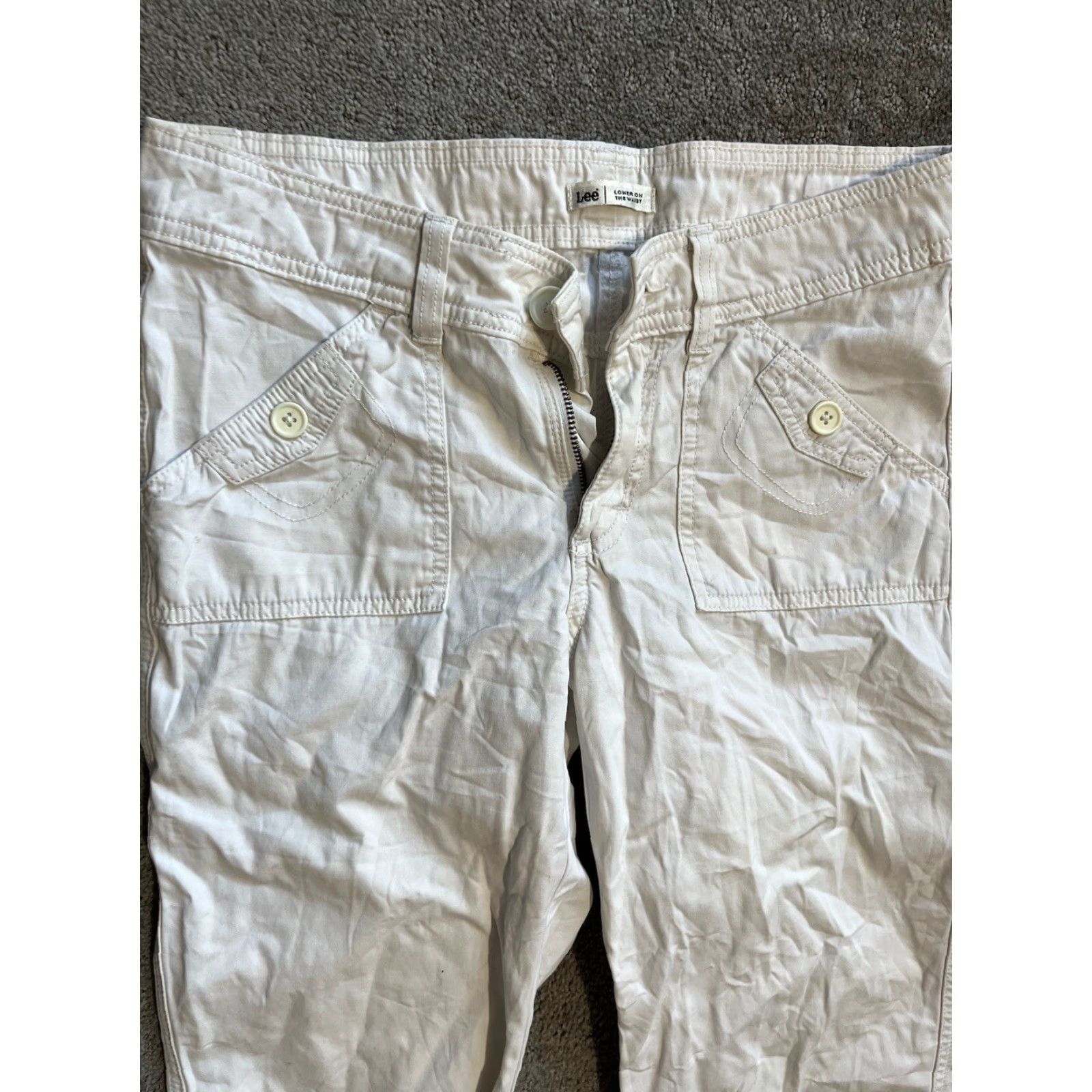 Lee VINTAGE Lee Women's Capri Pants Size 8 White Mid Rise Stretch Casual Girls Fashion Size 30" / US 8 / IT 44 - 2 Thumbnail
