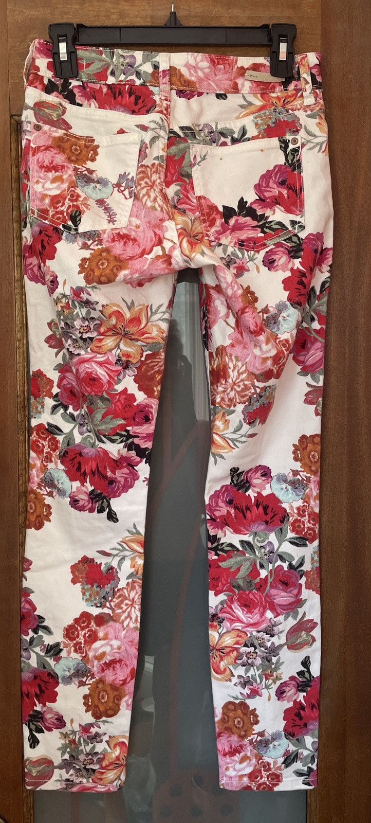 Anthropologie Anthropologie Pilcro Skinny Floral Rose White Jeans Size 25 Size 25" / US 0 / IT 36 - 4 Thumbnail