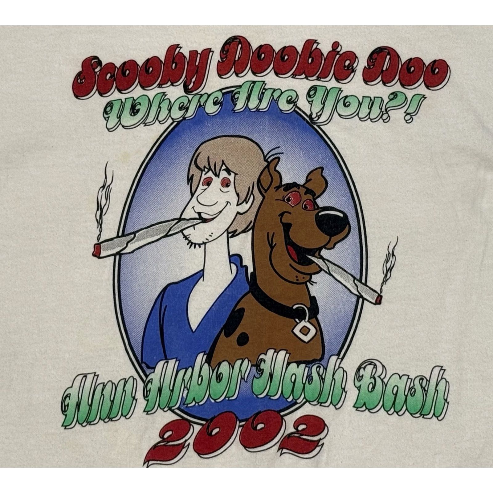 Hanes VINTAGE Scooby Doo x Ann Arbor Hash Bash Shirt XL Shaggy Marijuana Weed Pot Hanes Size US XL / EU 56 / 4 - 3 Thumbnail