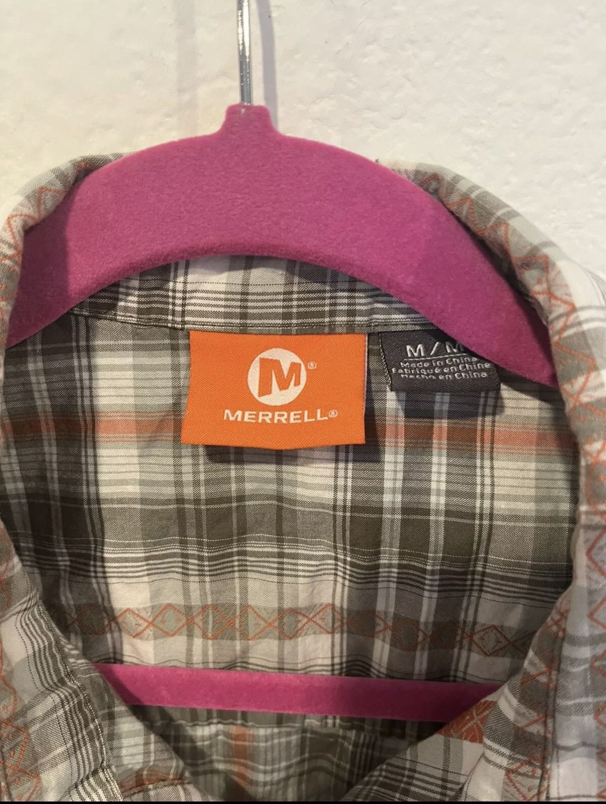 Merrell Merrell Men’s Brown Orange Plaid Shirt Sleeve Button Down Size US M / EU 48-50 / 2 - 3 Thumbnail