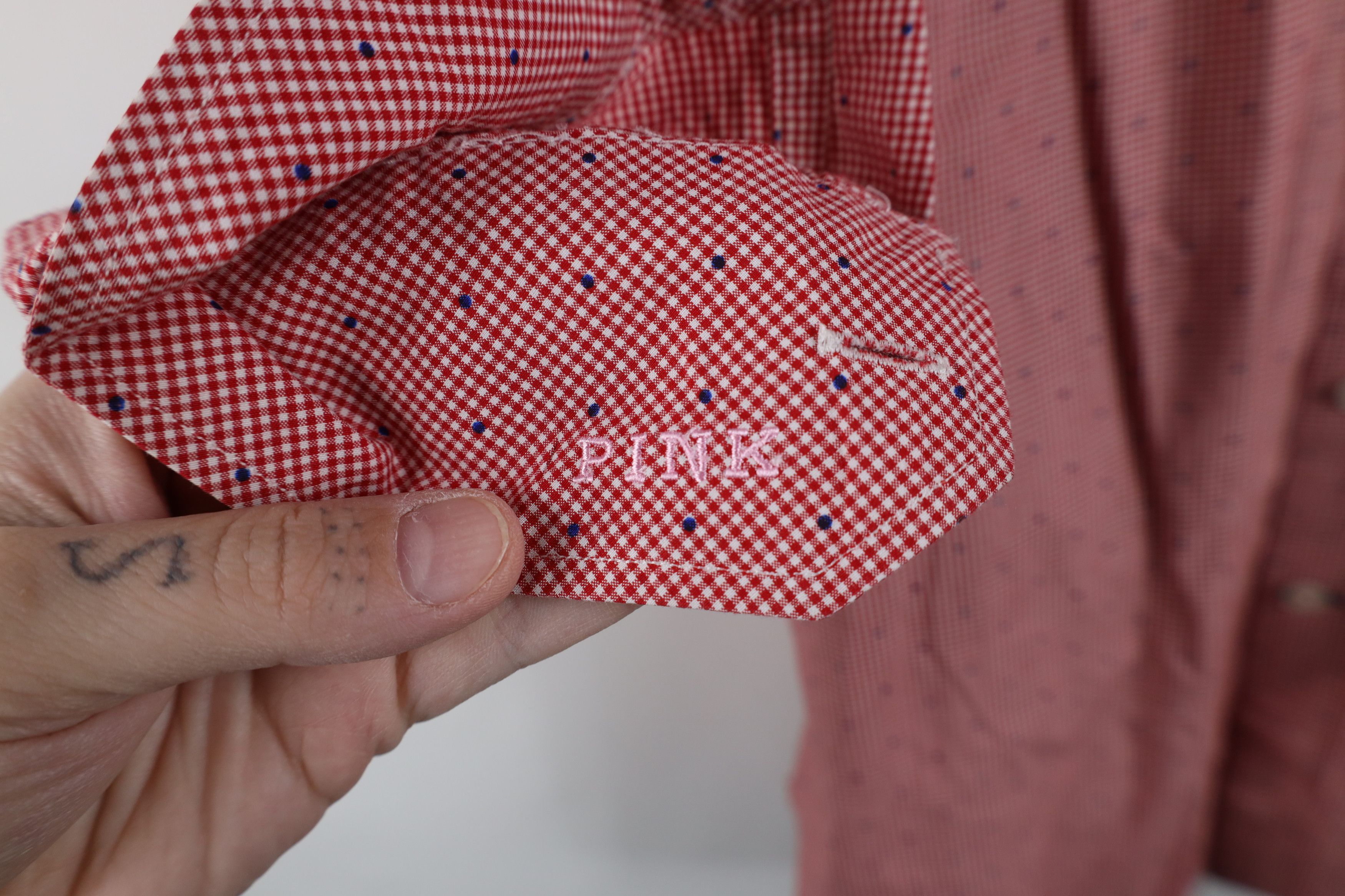 Vintage Thomas Pink Polka Dot Plaid Collared Button Down Shirt Red Size US XXL / EU 58 / 5 - 5 Thumbnail