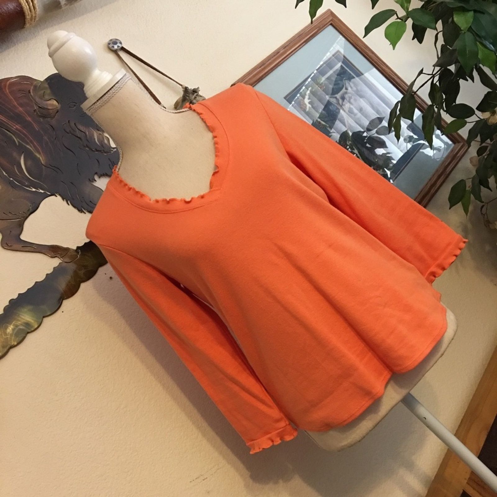 Other Nine & Co sherbert orange ruffle detail top S Size S / US 4 / IT 40 - 1 Thumbnail