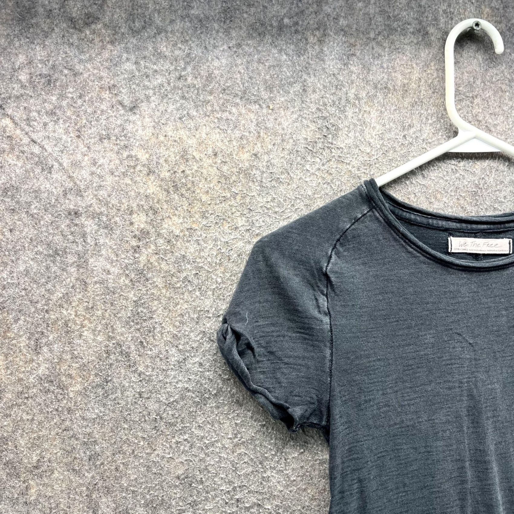 Free People Free People Shirt Womens XS Gray Short Sleeve Crew Neck Ruffle Cotton Tee Top Size XS / US 0-2 / IT 36-38 - 6 Thumbnail
